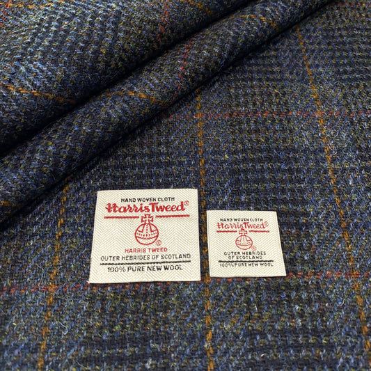 Blue & Navy Check With Red & Yellow Overcheck Harris Tweed