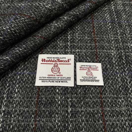 Grey Barleycorn With Red & Blue Overcheck Harris Tweed