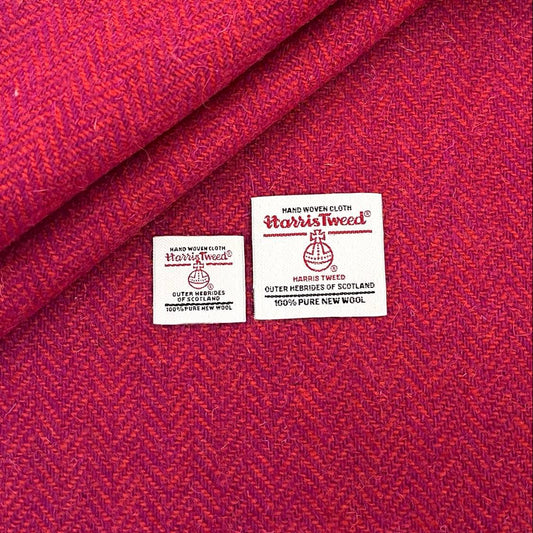 Cerise Pink & Blood Orange Herringbone Harris Tweed