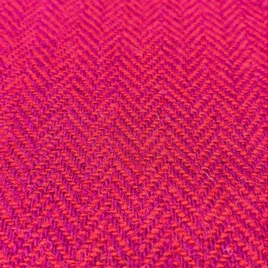 Cerise Pink & Blood Orange Herringbone Harris Tweed