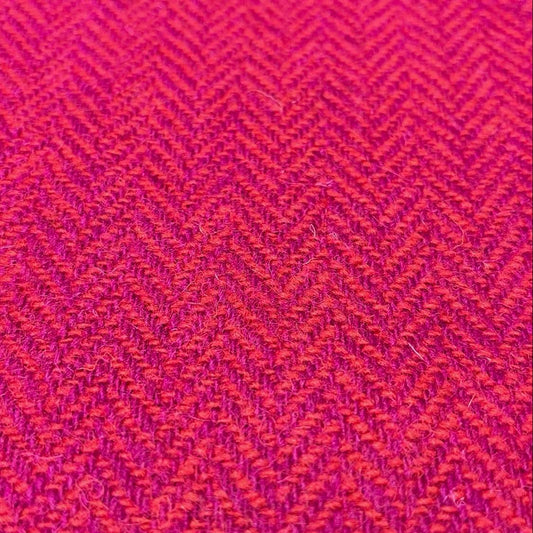 Cerise Pink & Blood Orange Herringbone Harris Tweed