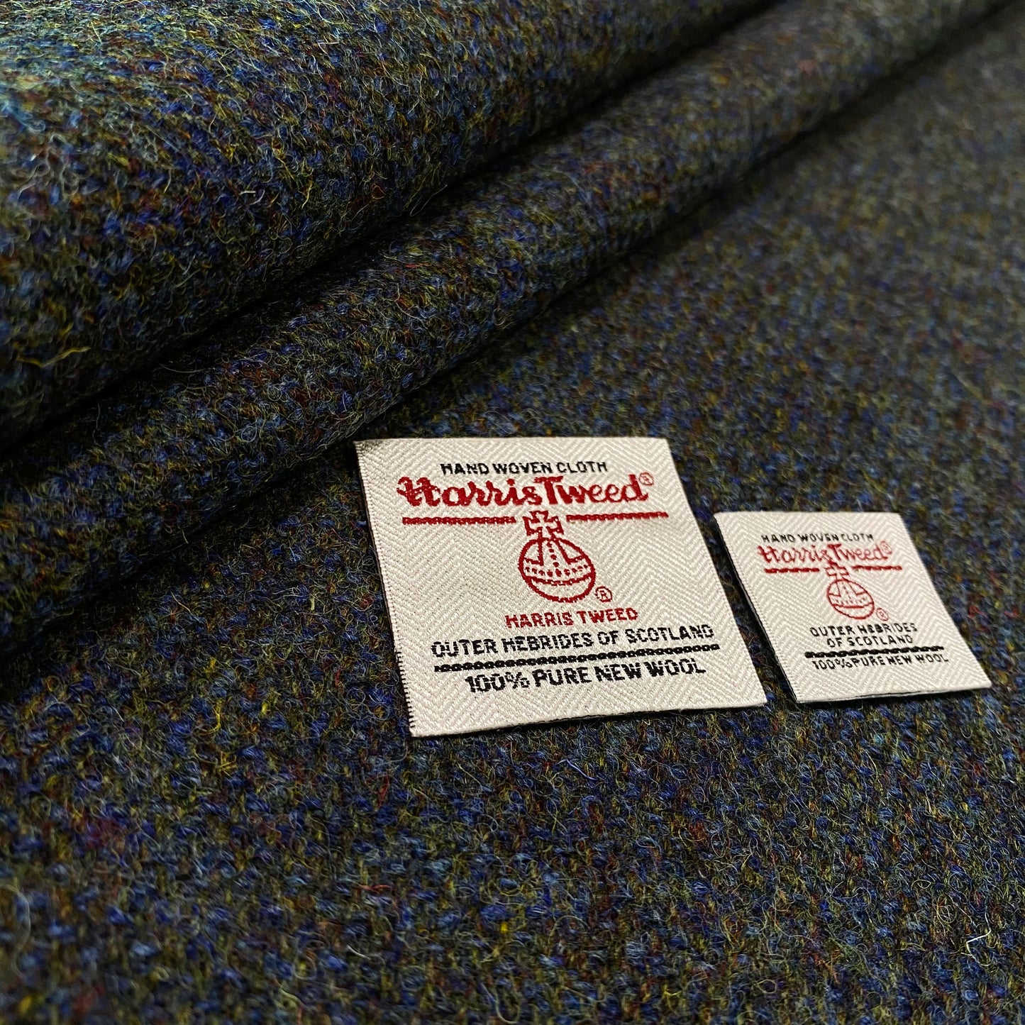 Deep Blue & Moss Green Barleycorn Mix Harris Tweed