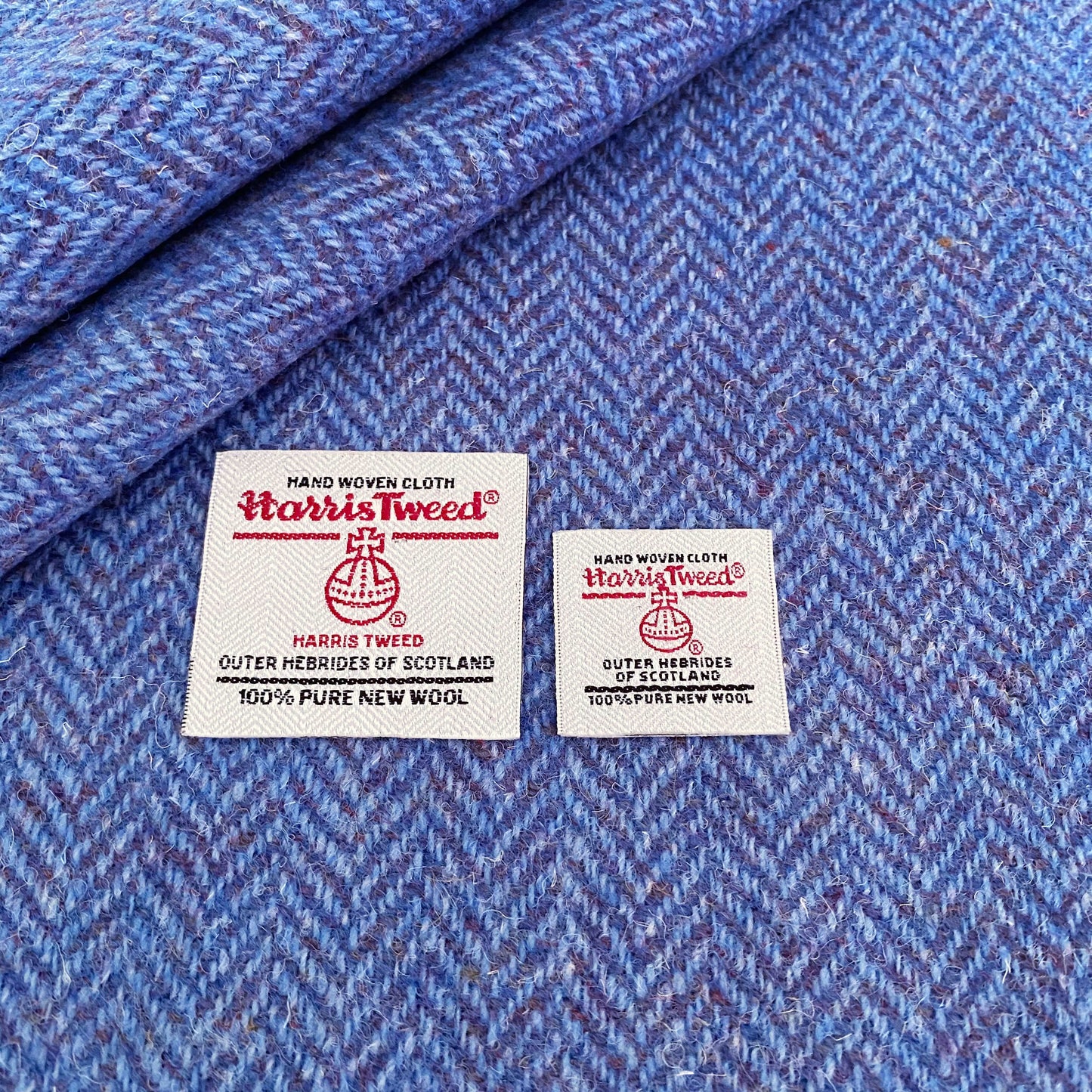 Dusky Blue Herringbone Harris Tweed - BY THE METRE / HALF / QUARTER