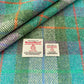 Green & Turquoise Tartan with Orange, Blue & Green Overcheck Harris Tweed