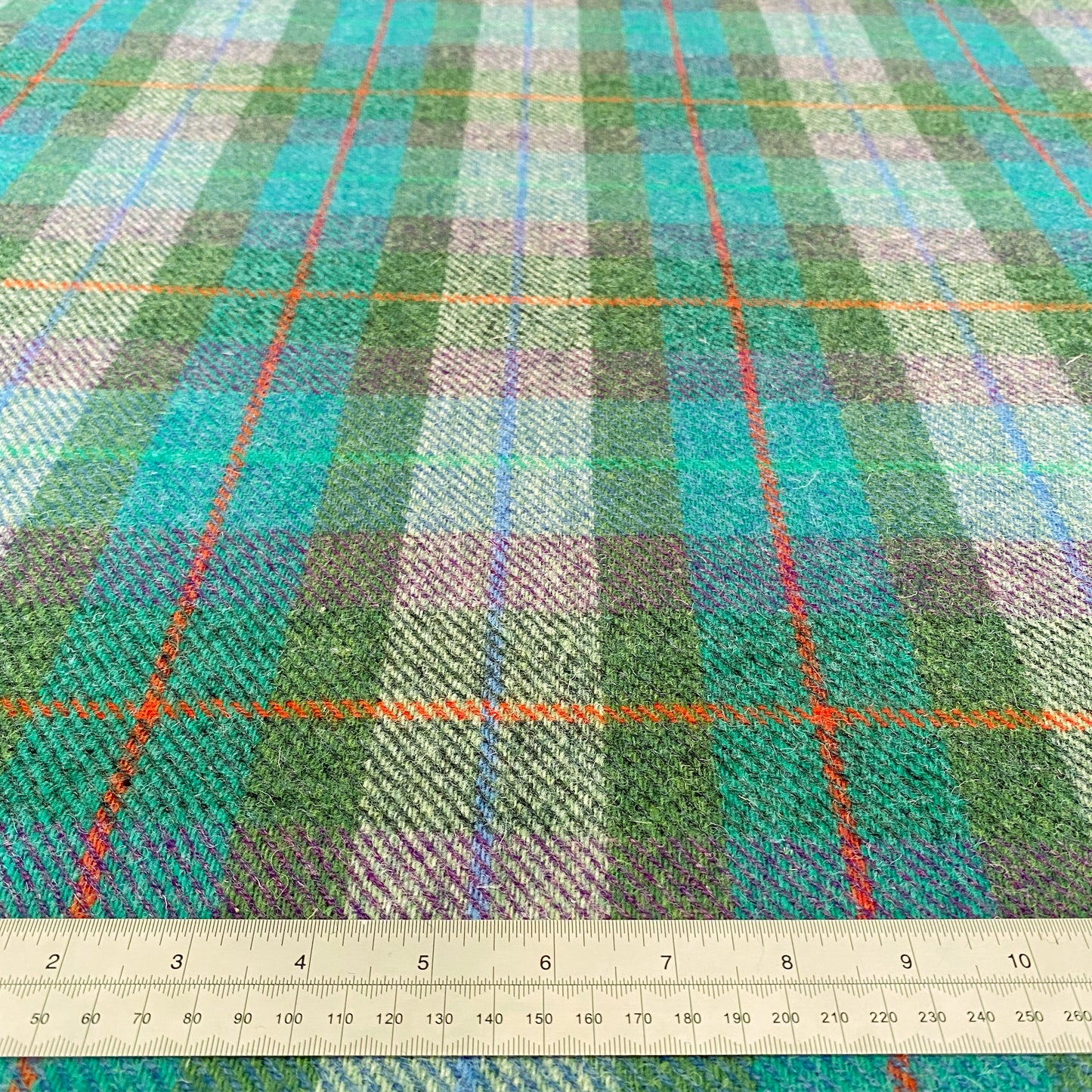 Green & Turquoise Tartan with Orange, Blue & Green Overcheck Harris Tweed