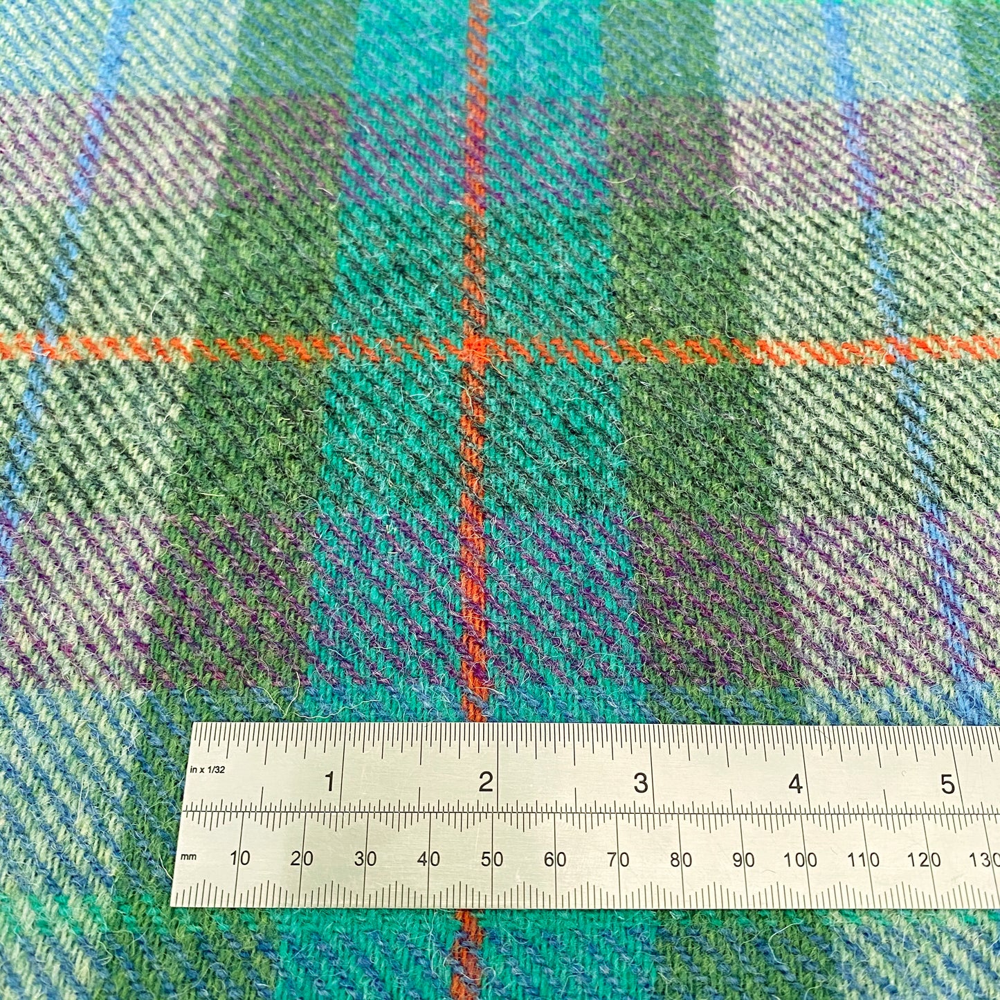 Green & Turquoise Tartan with Orange, Blue & Green Overcheck Harris Tweed