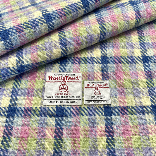 Blue Pastel Small Check Harris Tweed