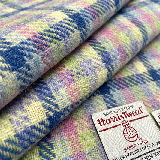 Blue Pastel Small Check Harris Tweed