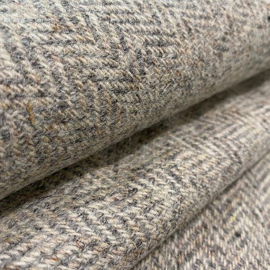 Grey & Oatmeal Herringbone Harris Tweed