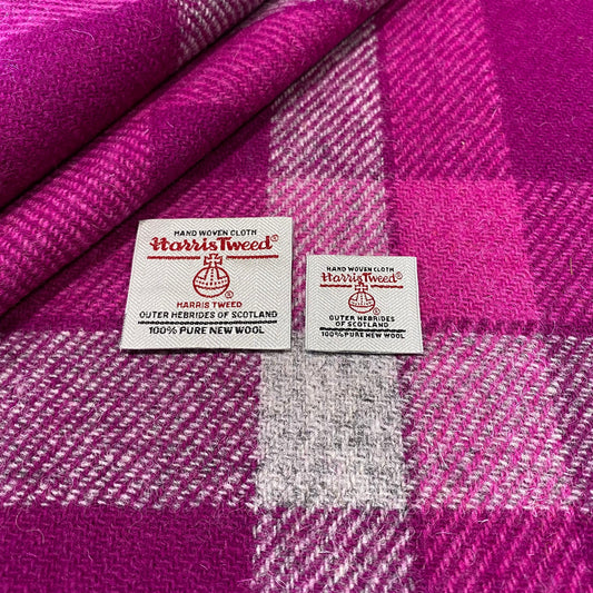 Deep Pink & Grey Tartan Harris Tweed