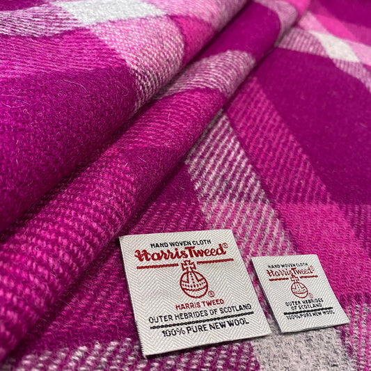 Deep Pink & Grey Tartan Harris Tweed