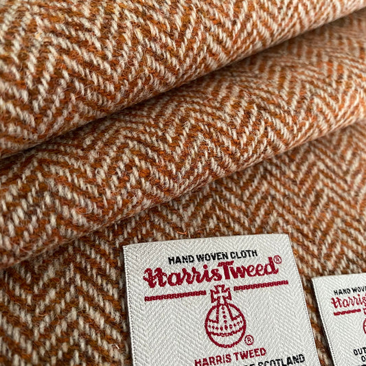 Tan / Orange & Beige Herringbone Harris Tweed