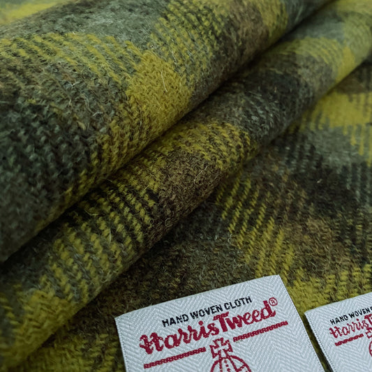 Green Earth Tones Small Check Harris Tweed