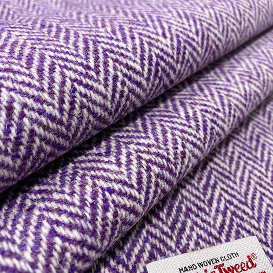 Purple & White Herringbone Harris Tweed