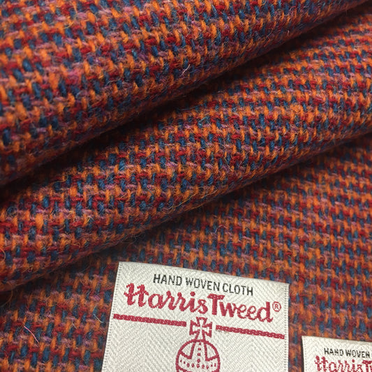 Orange, Blue & Red Tile Harris Tweed