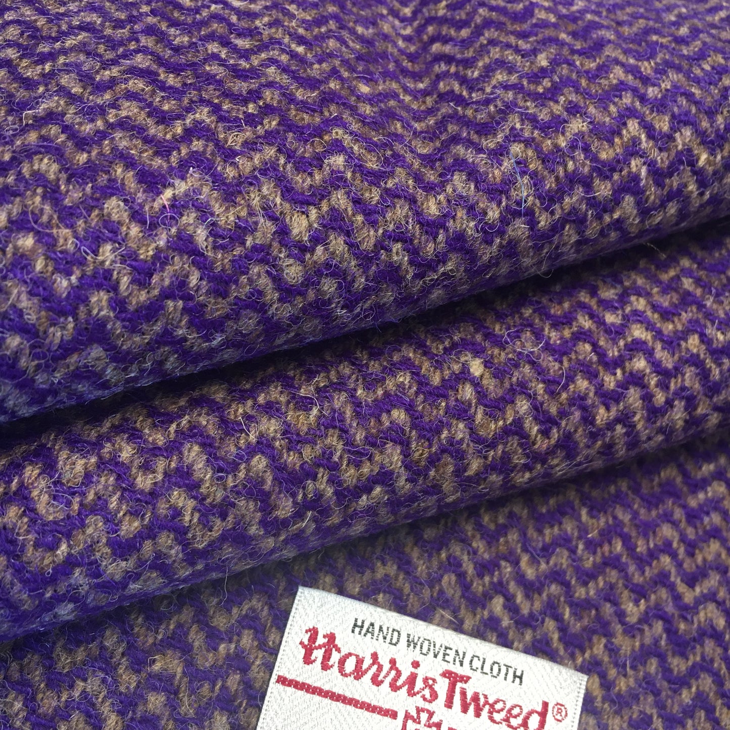 Purple & Caramel Wave Herringbone Harris Tweed