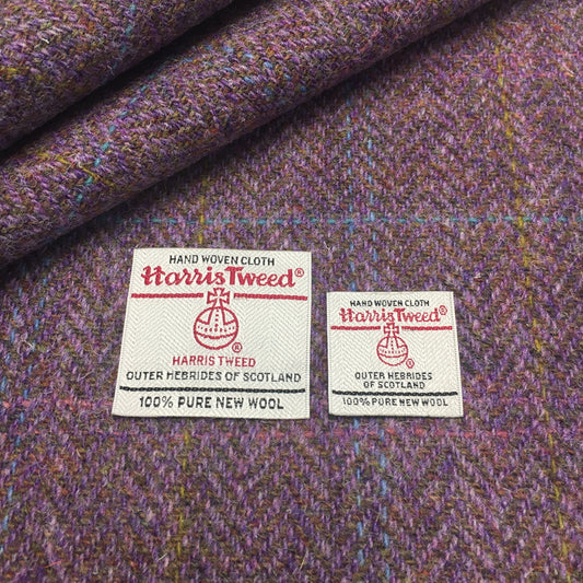 Lilac / Earth Herringbone With Yellow, Pink & Blue Overcheck Harris Tweed