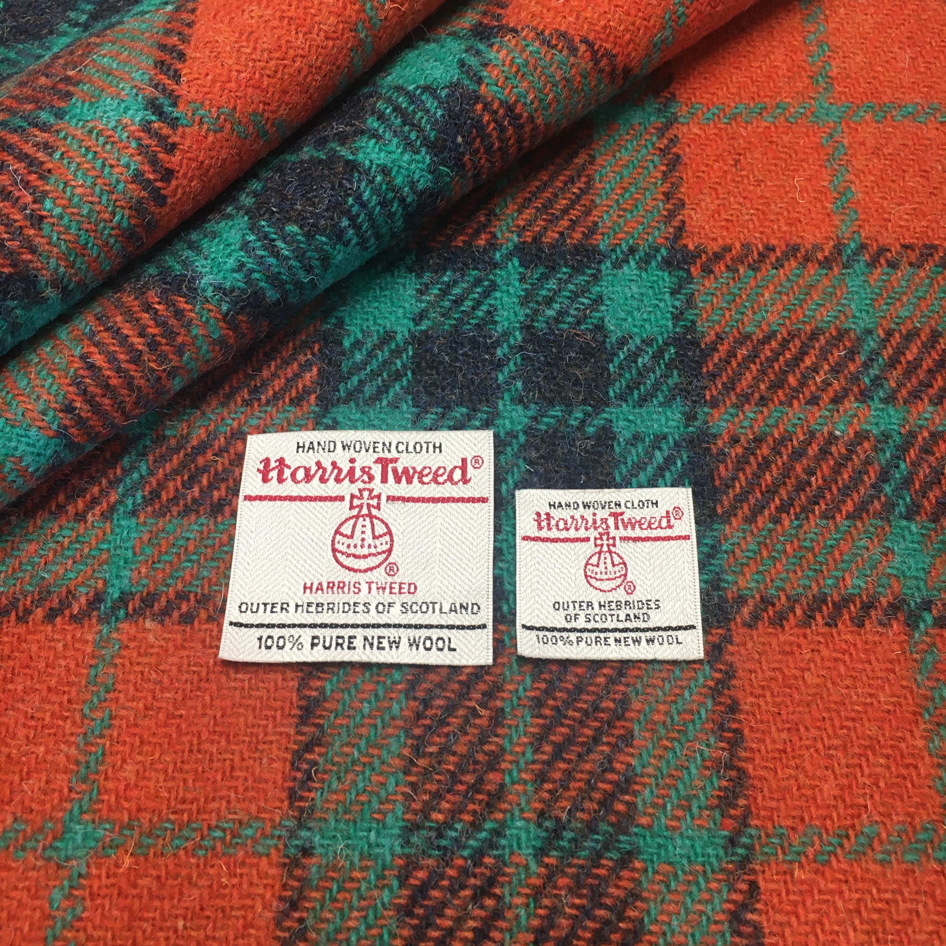 Burnt Orange & Jade Green Tartan Check Harris Tweed – The Harris Tweed ...