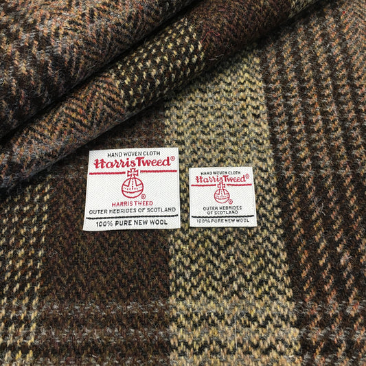 Brown Herringbone Check Harris Tweed