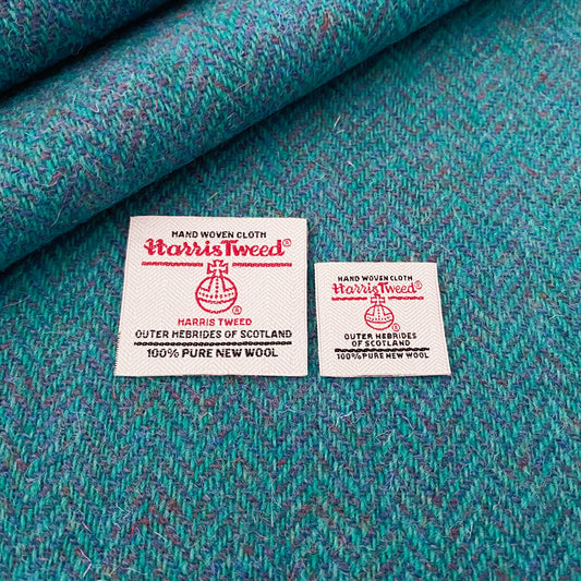 Jade Green & Dusky Purple Lilac Mix Herringbone Harris Tweed - BY THE METRE / HALF