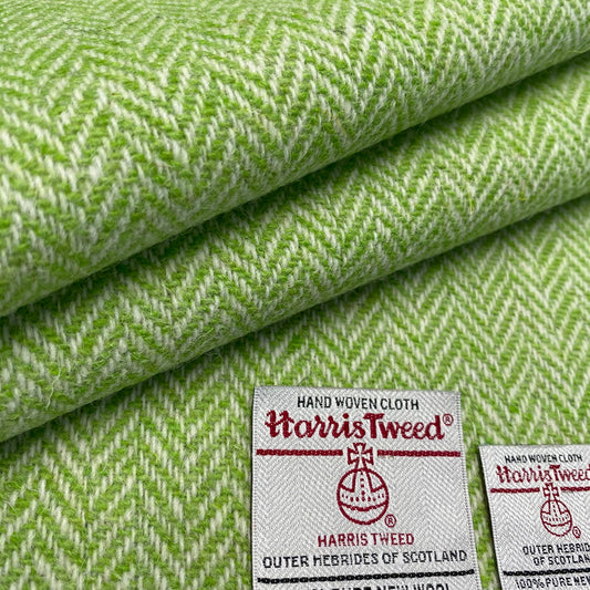 Lime Green & White Herringbone Harris Tweed