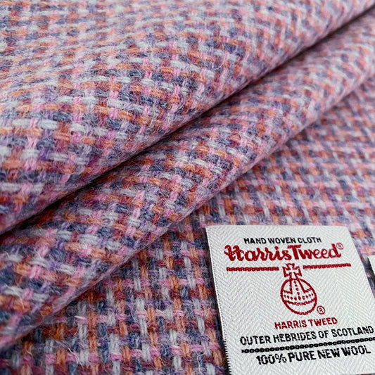 Mauve, Pink, Lilac & Orange Basket Weave Harris Tweed