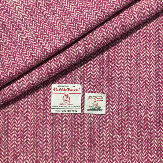 Cerise Pink & Grey Herringbone Harris Tweed