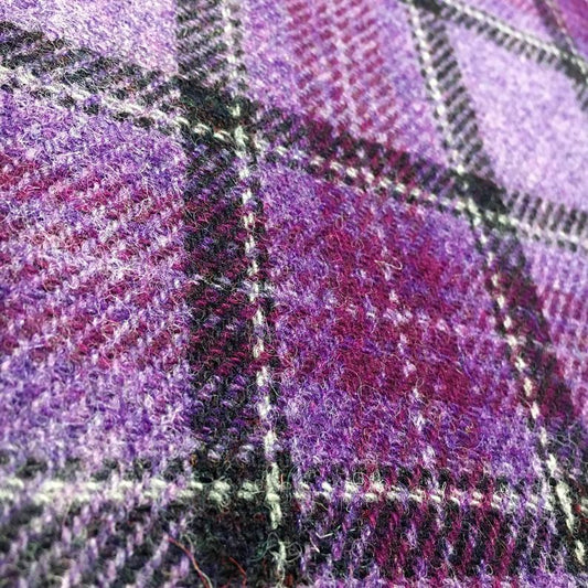 Purple & Black Tartan Check Harris Tweed