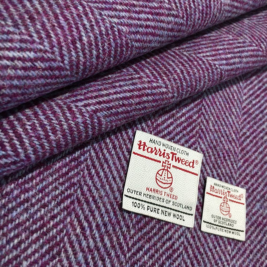 Plum & Blue/Grey Wide Herringbone Harris Tweed