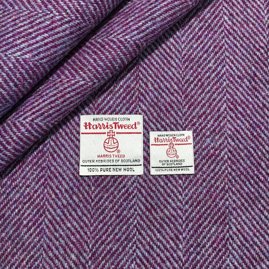 Plum & Blue/Grey Wide Herringbone Harris Tweed