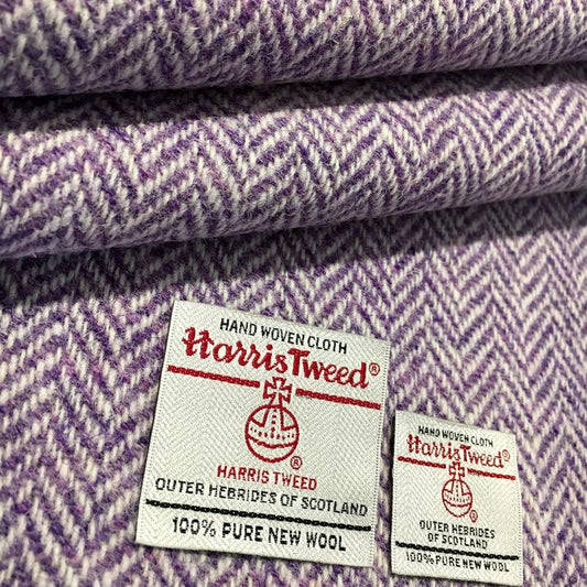 Violet & White Herringbone Harris Tweed