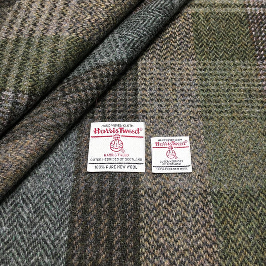 Brown & Green Tones Herringbone Check Harris Tweed