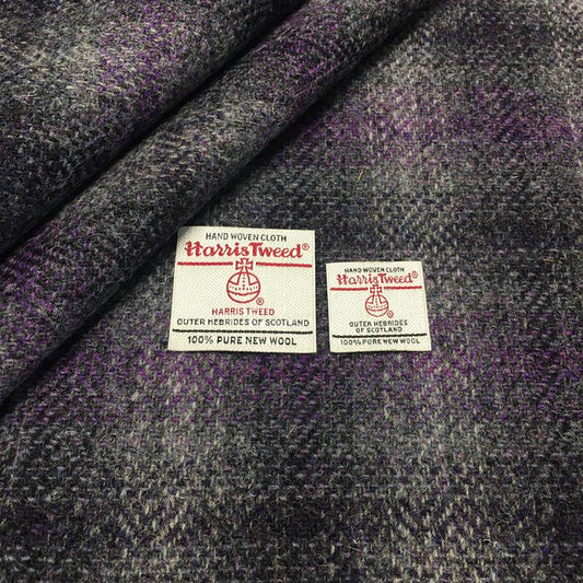 Black & Purple Herringbone Ombre Check Harris Tweed