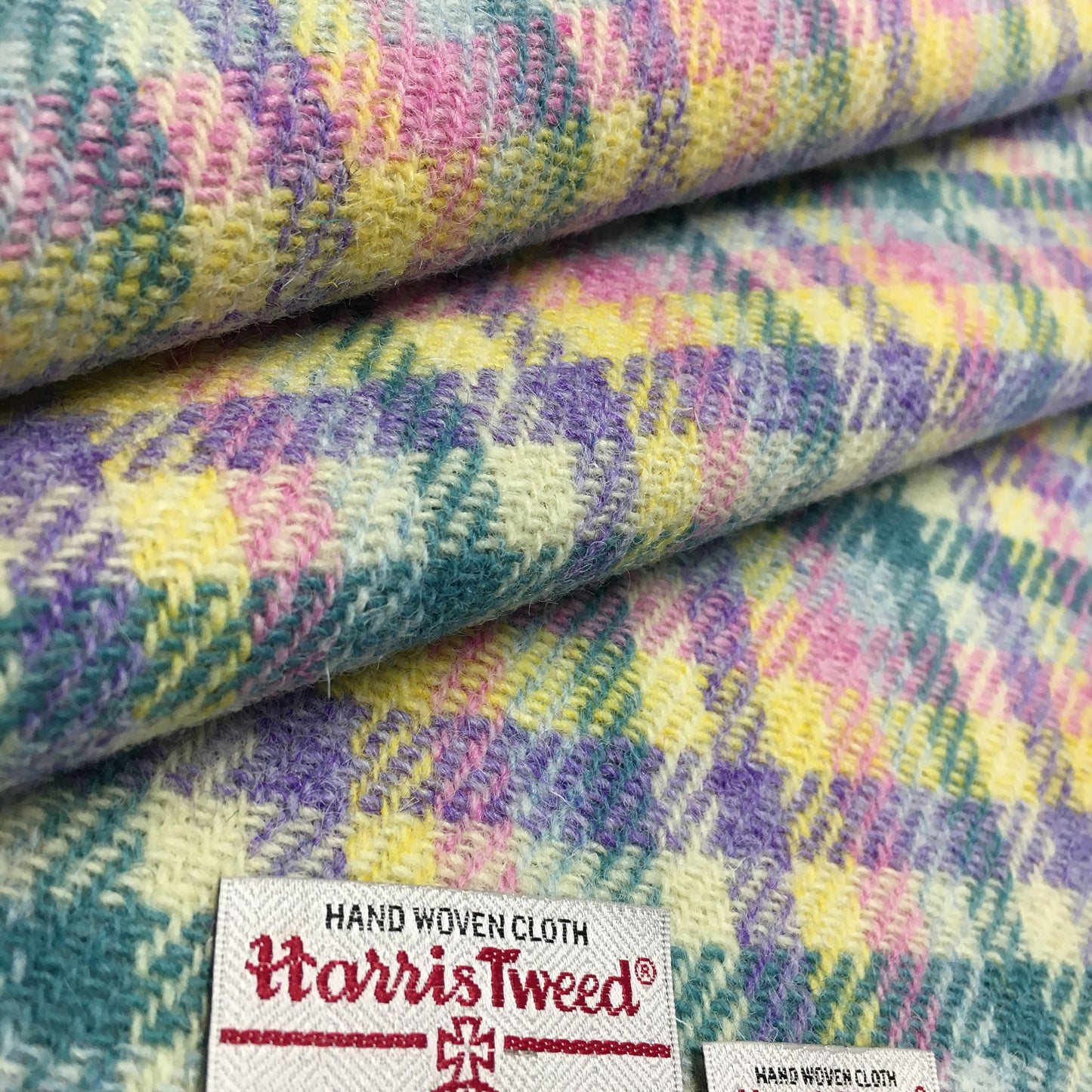 Pastel Rainbow Check Harris Tweed