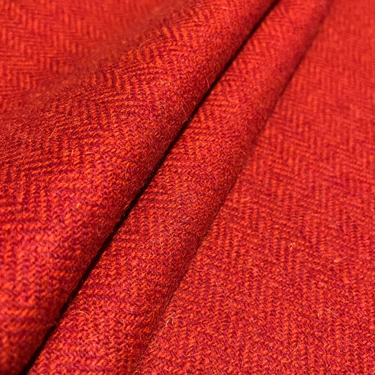 Berry Red & Burnt Orange Herringbone Harris Tweed