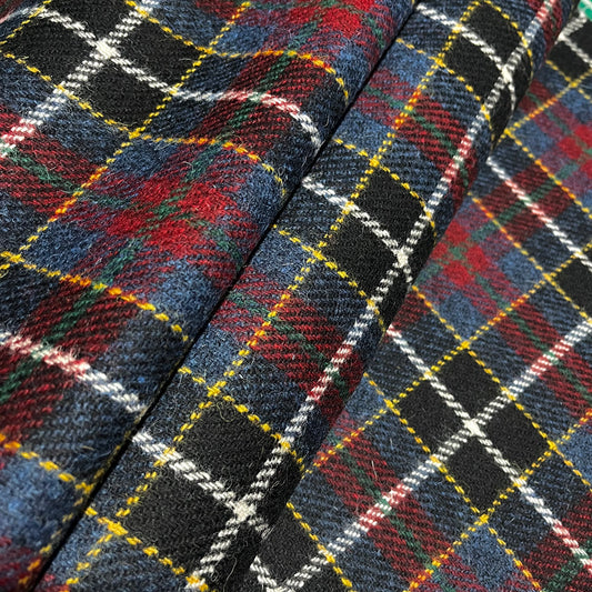 Blue, Red & Black Tartan Check with White Overcheck Harris Tweed