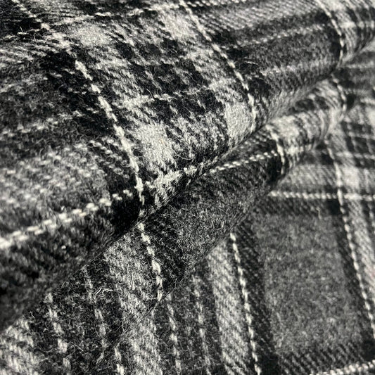 Charcoal Grey Tartan Harris Tweed