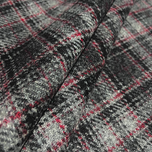 Grey Check with Red Overcheck Harris Tweed