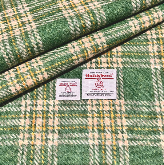 Lawn Green, Oatmeal, & Yellow Tartan Check Harris Tweed