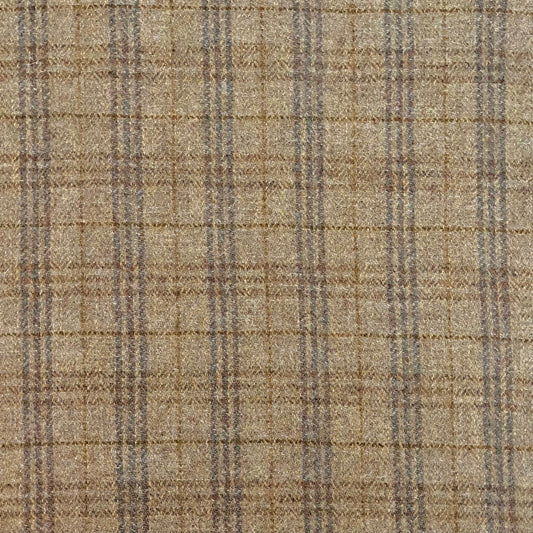 Rustic Beige & Brown Herringbone Check with Ochre Overcheck Harris Tweed