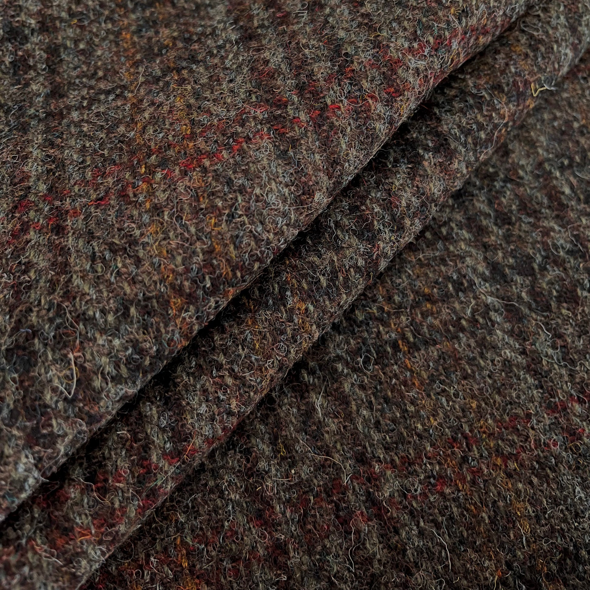 Overcheck Pattern Brown & Grey Check with Red & Orange Overcheck Harris Tweed – The ...