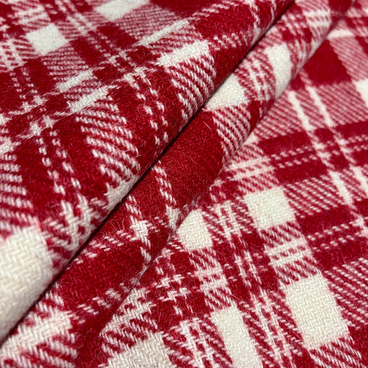 Red & White Tartan Check Harris Tweed