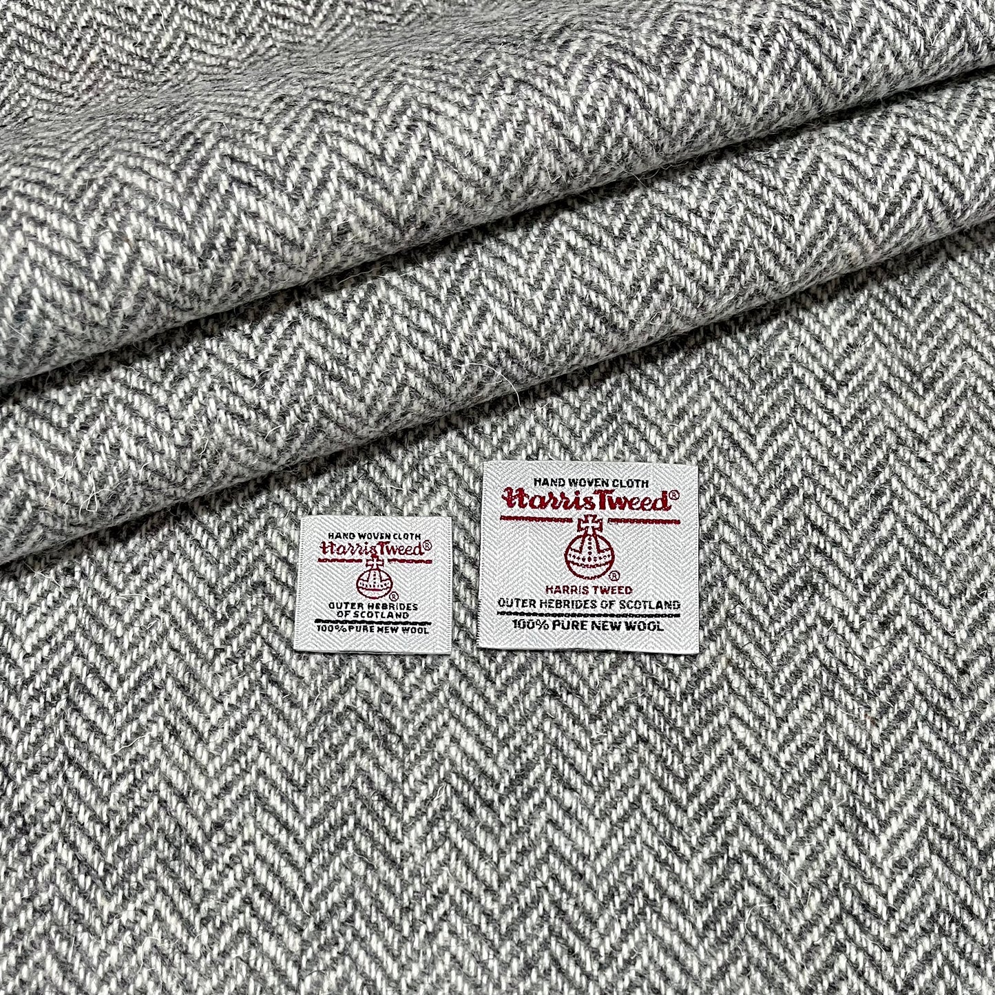 Grey & White Herringbone Harris Tweed