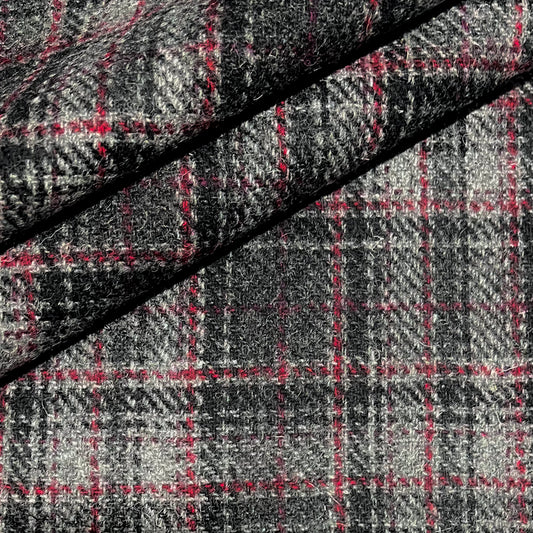 Grey Check with Red Overcheck Harris Tweed