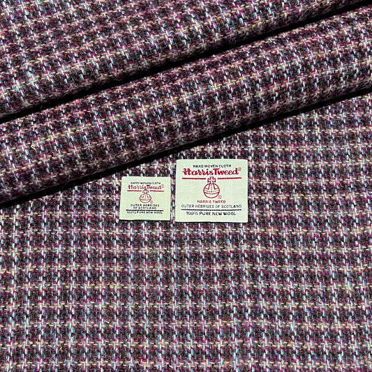 Purple, Blue, Brown & White Tile Weave Harris Tweed