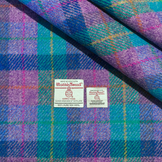 Violet & Kingfisher Blue Tartan Check Harris Tweed