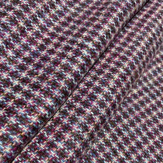 Purple, Blue, Brown & White Tile Weave Harris Tweed