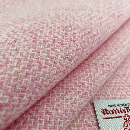 Pink Sherbet Herringbone Harris Tweed - BY THE METRE / HALF