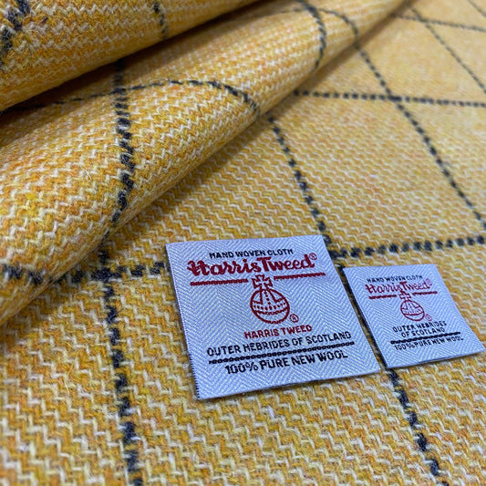 Yellow / White with Navy Overcheck Harris Tweed